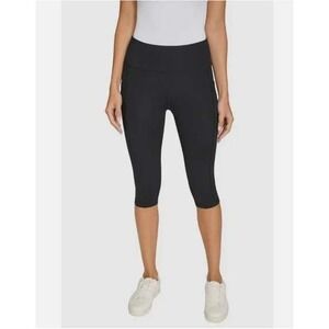DKNY Sport Black Capri Leggings With Pockets NWT Athletic Yoga Cross Training XS